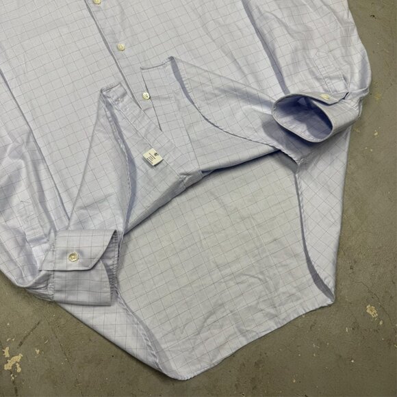 Canali Impeccabile Dress Shirt Italy Check Blue Long Sleeve Cotton 15 3/4 Medium - Picture 8 of 9